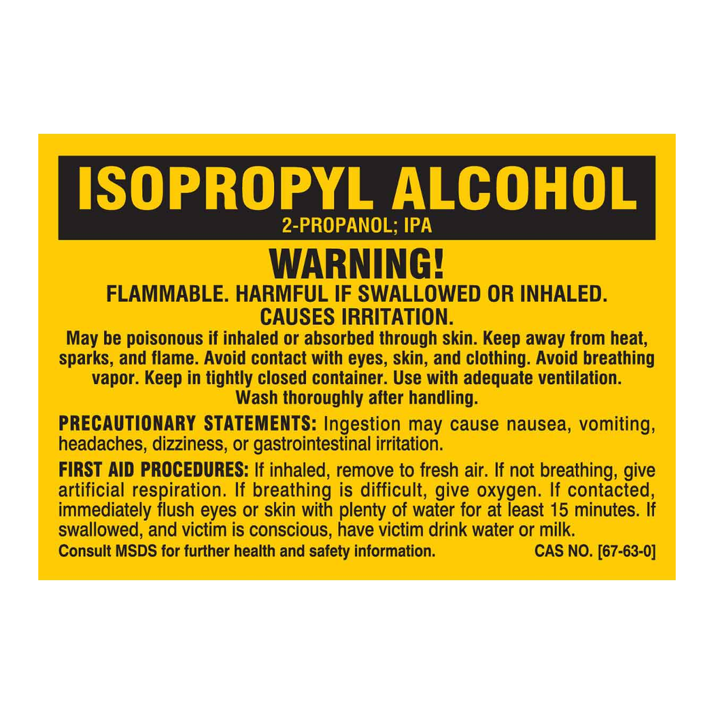 Brady Isopropyl Alcohol Warning Labels