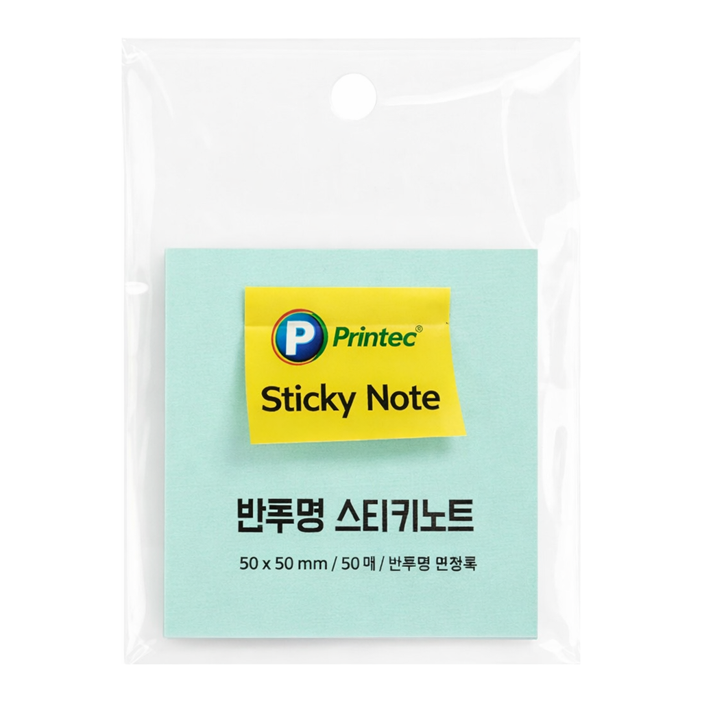 OFFICENEX 프린텍 반투명 스티키노트 CL5050G (연청록/50매/50x50)