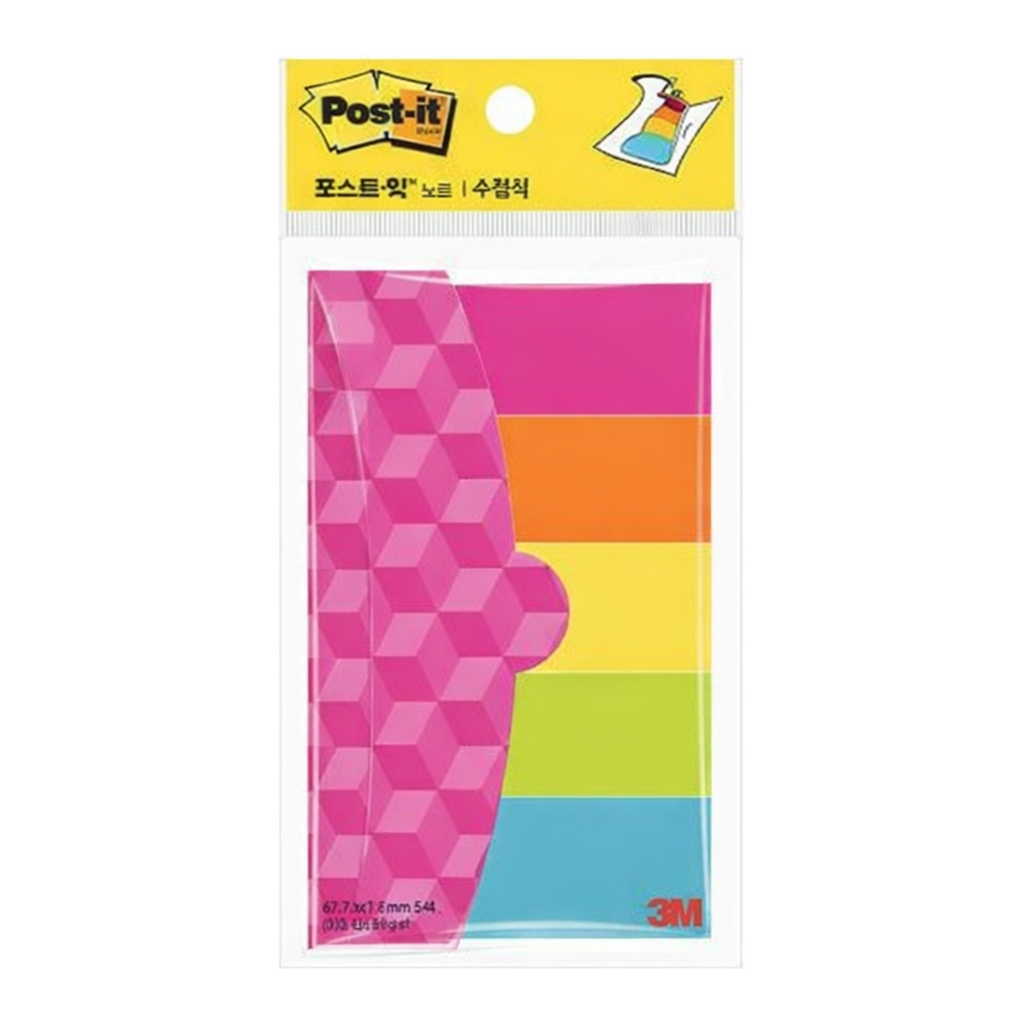 OFFICENEX 3M 포스트잇 수첩식 형광 25x76mm 총125장 5패드
