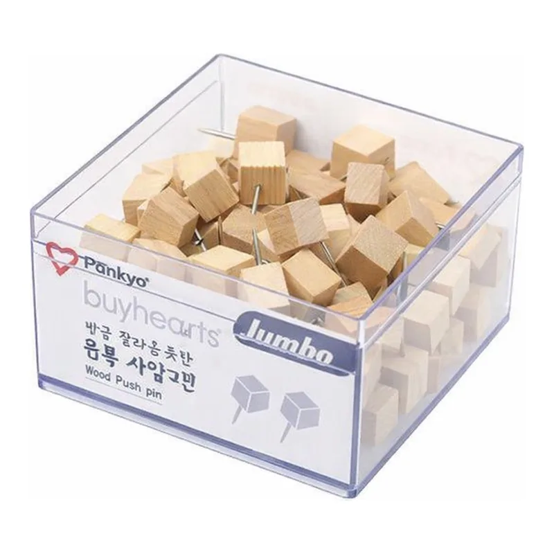 OFFICENEX 바이하츠 점보방금잘라온듯한원목사각압핀(10mm x 20mm)