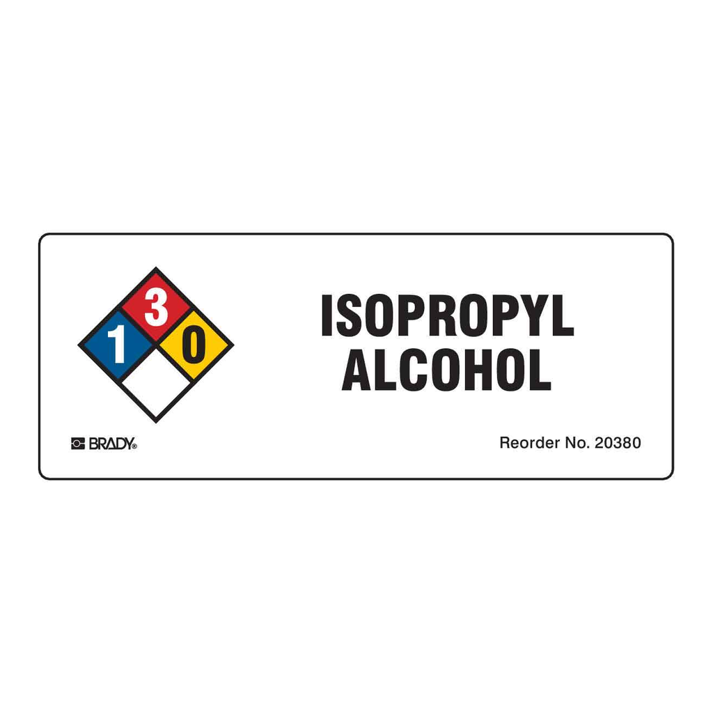 Brady Isopropyl Alcohol NFPA Labels