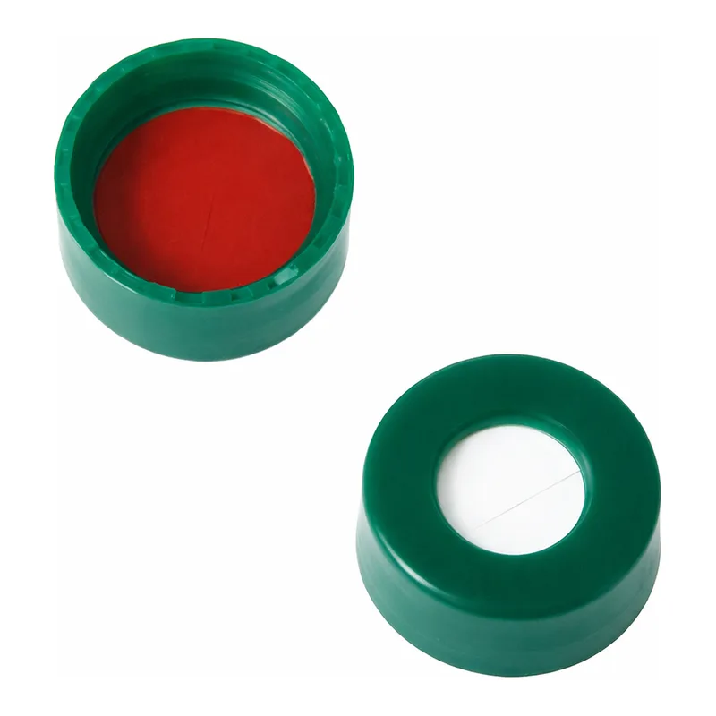 Restek Caps, Short Screw, 9mm, Green, PTFE/Silicone w/Slit 1000-pk