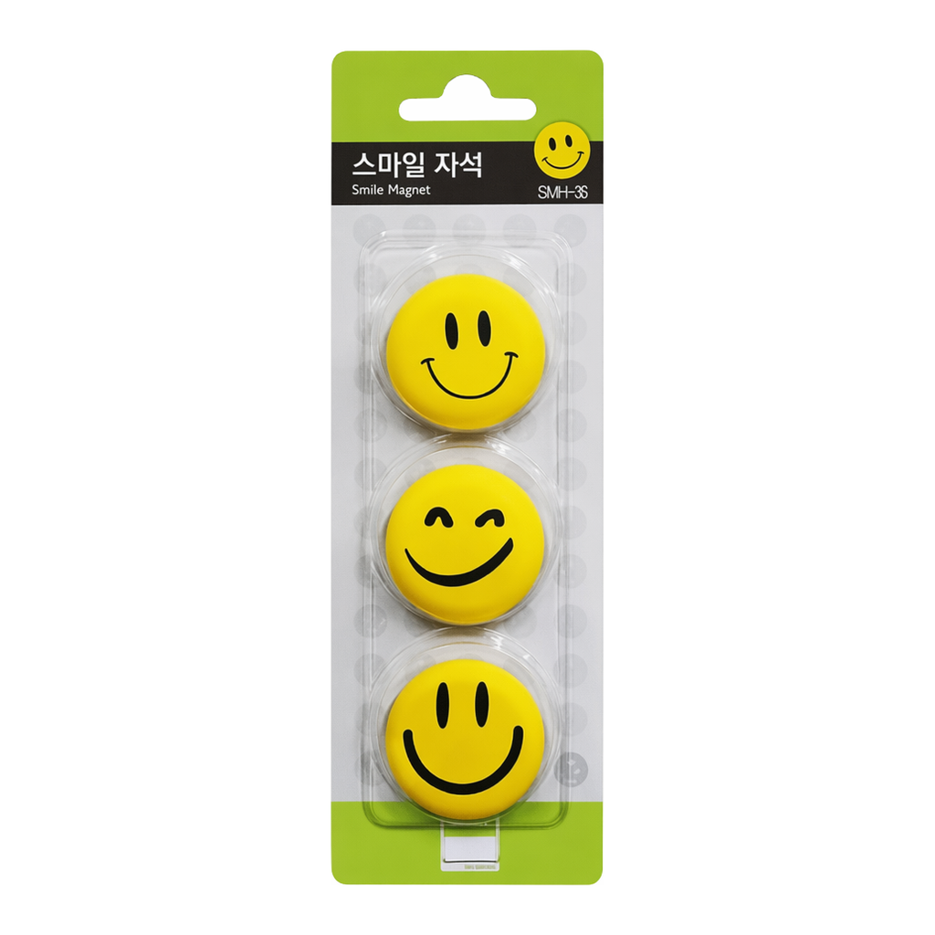 OFFICENEX 스마일 원형 자석홀더 3개입