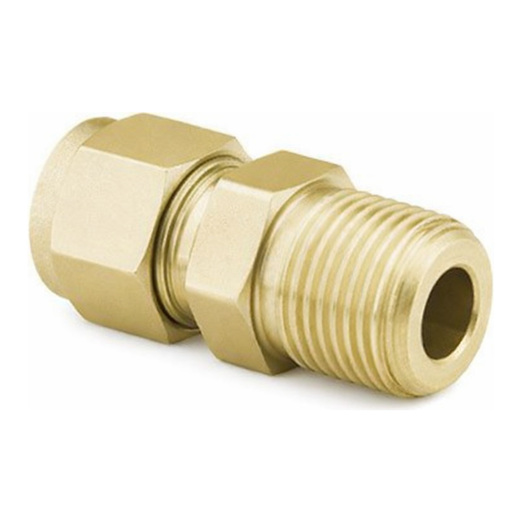 Restek Swagelok Fitting, Brass, 1/8in to 1/8in NPT Male Connector, 10-pk