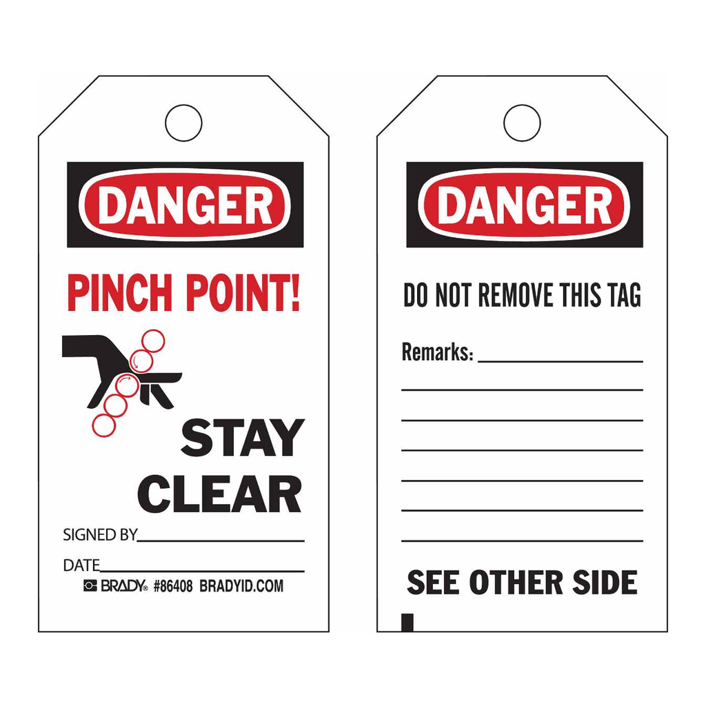 Brady Accident Prevention Tags - PINCH POINT STAY CLEAR