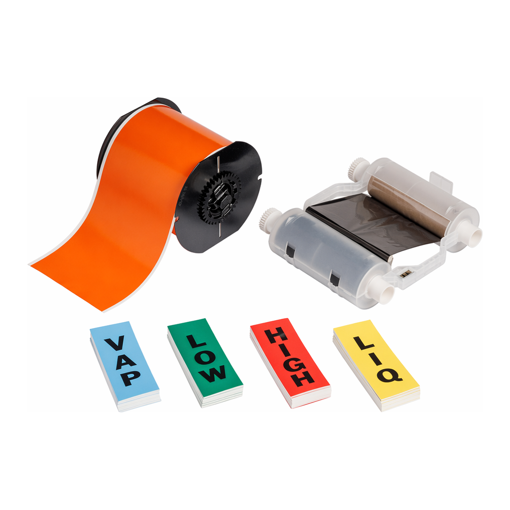 Brady Ammonia (IIAR) Pipe Marker Label Kit, Low Halide Polyester, Orange, for B30 Printers