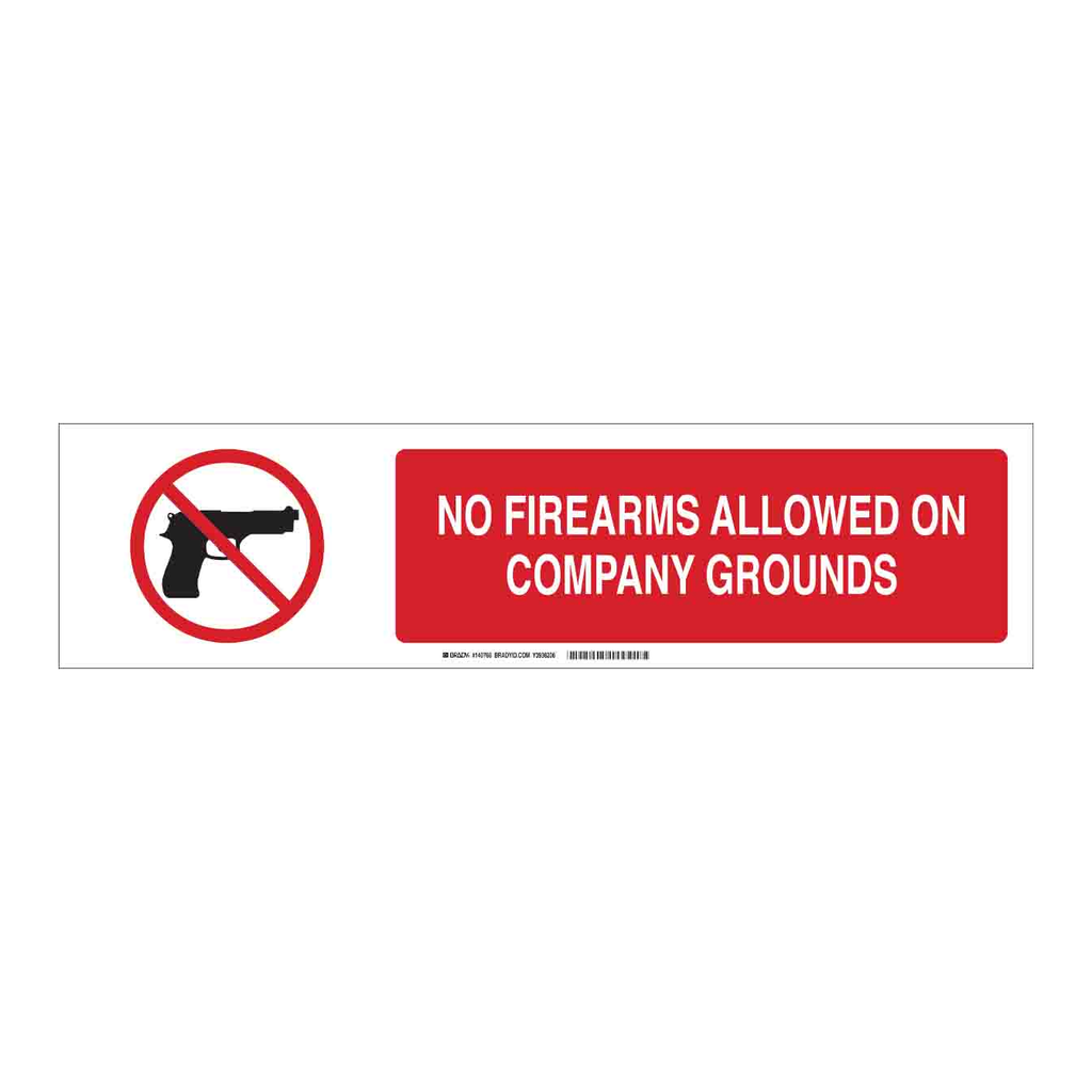 Brady No Firearms Allowed On Company Grounds Slider Sign