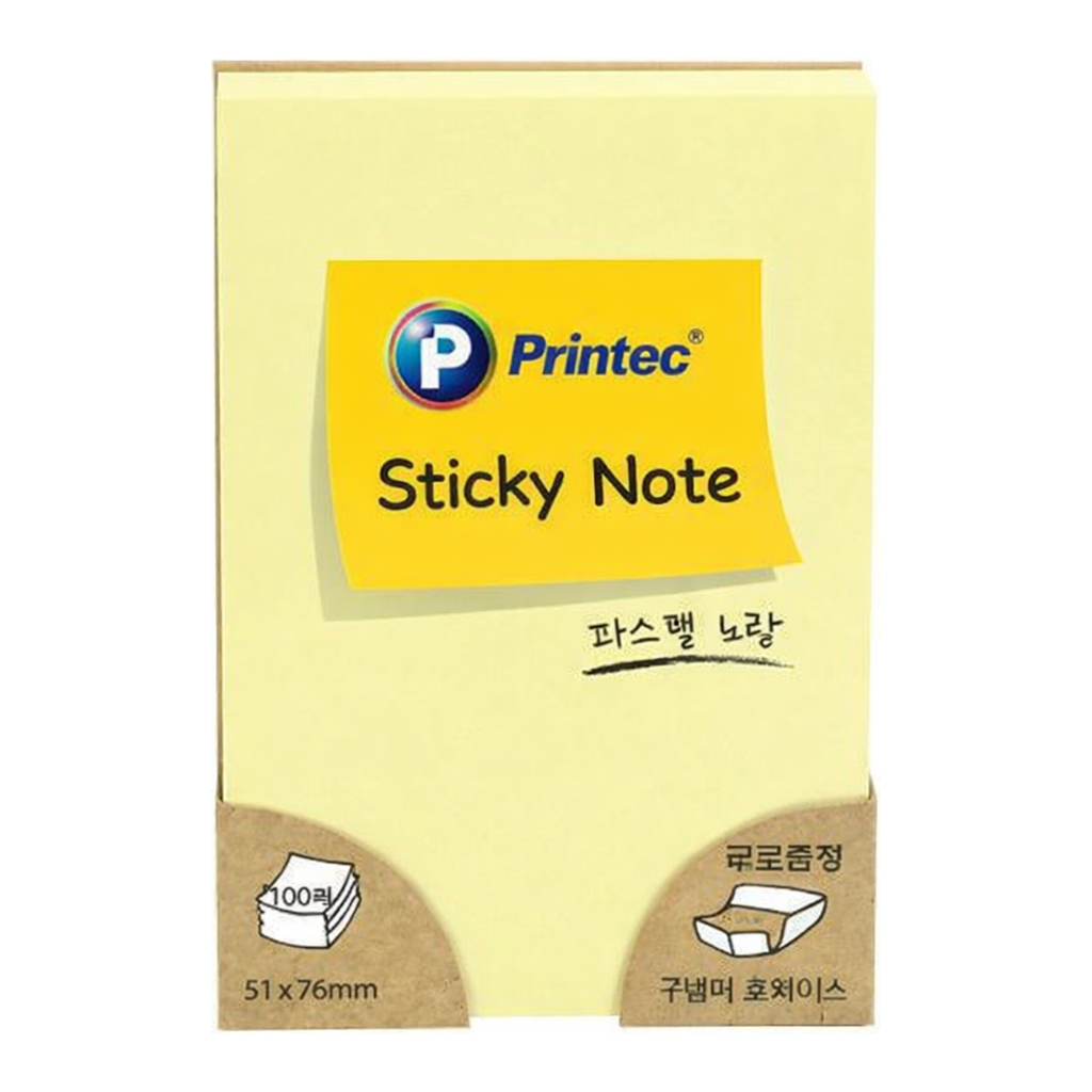 OFFICENEX 프린텍 5176Y 스티키노트 파스텔노랑 51*76 100매