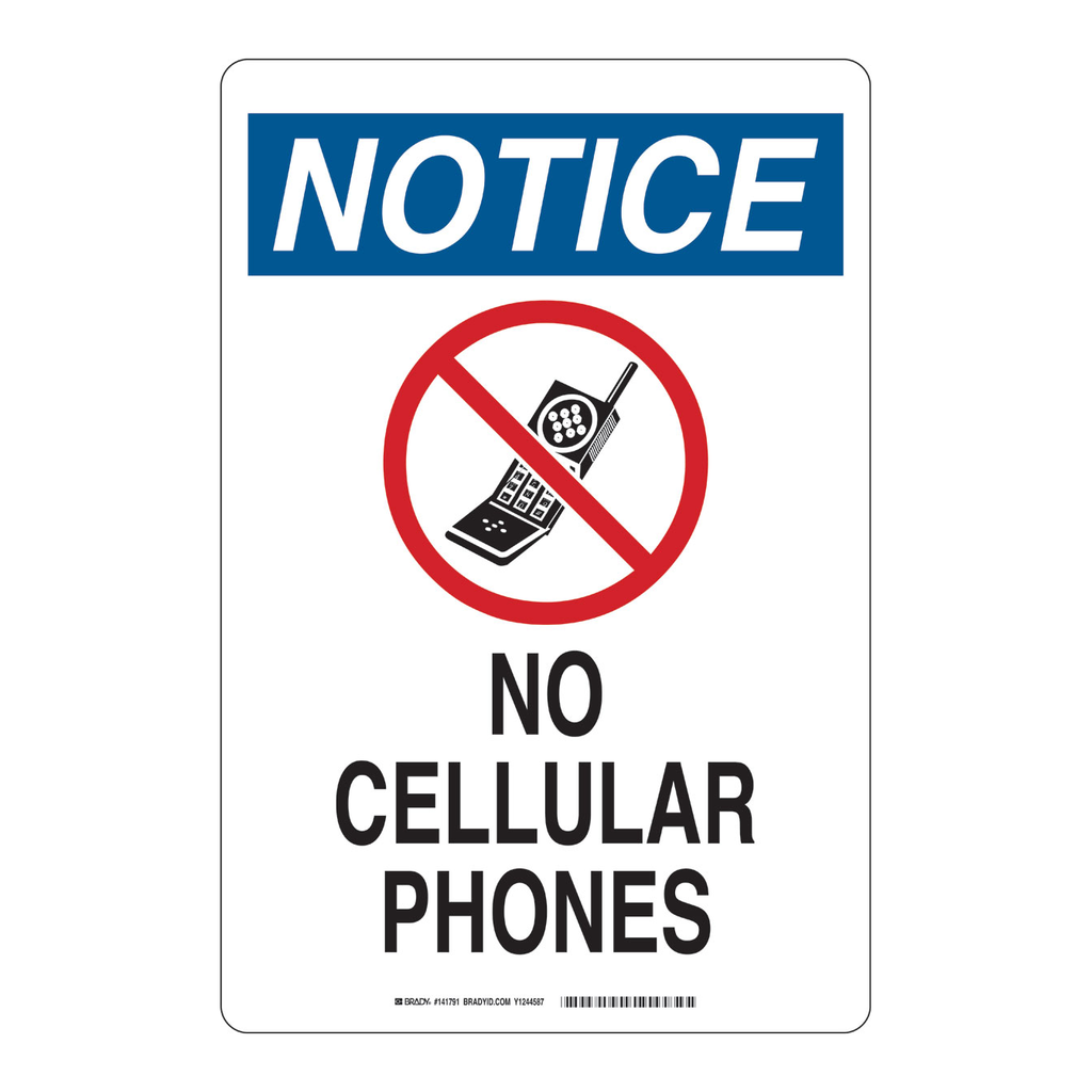 Brady NOTICE No Cellular Phones Sign