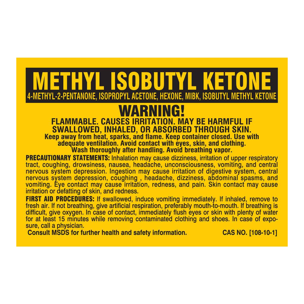 Brady Methyl Isobutyl Ketone Warning Labels