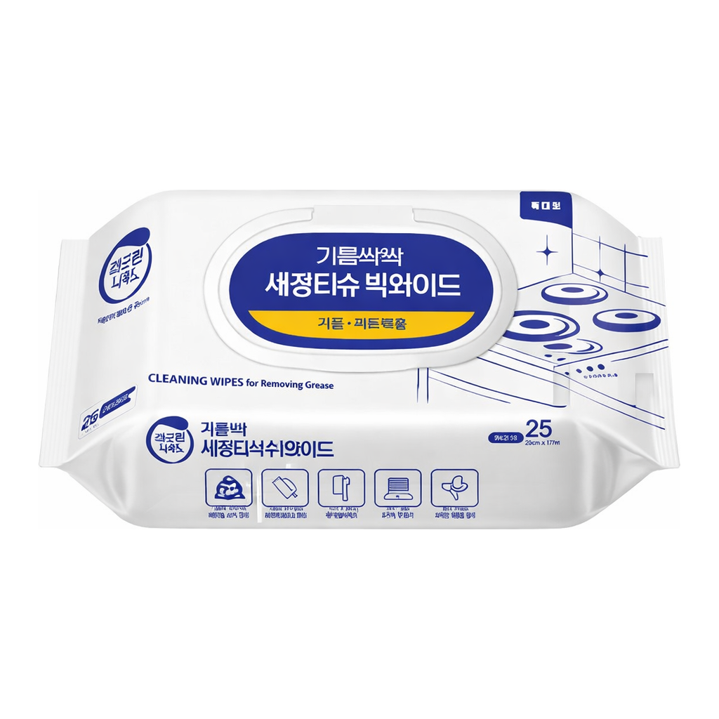 OFFICENEX 기름싹싹 세정티슈 빅와이드 (캡형/25매)