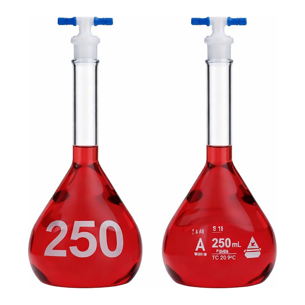 Thermo Fisher Scientific Kimble KIMAX Heavy-Duty Clear Glass Volumetric Class A Flasks with PTFE Stoppers