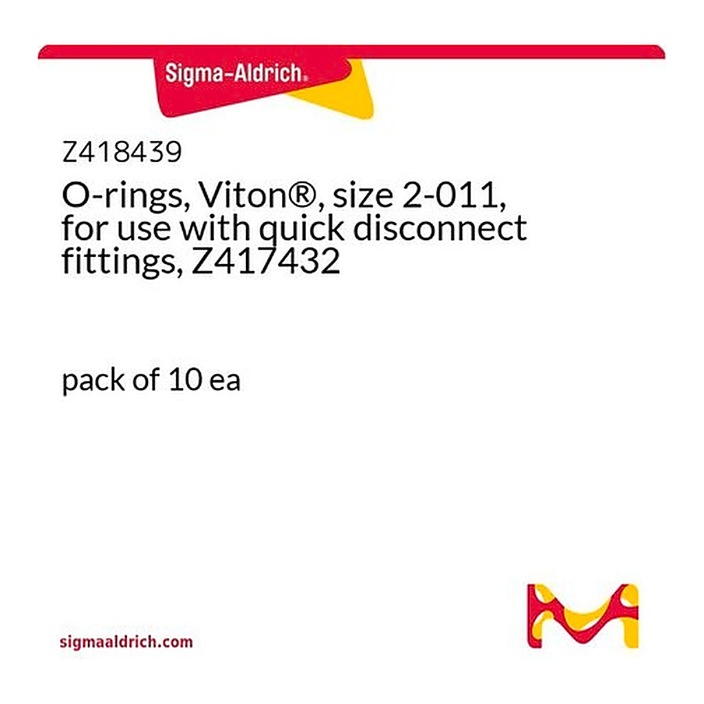 Merck O-rings, Viton(R), size 2-011, for use with quick disconnect fittings, Z417432