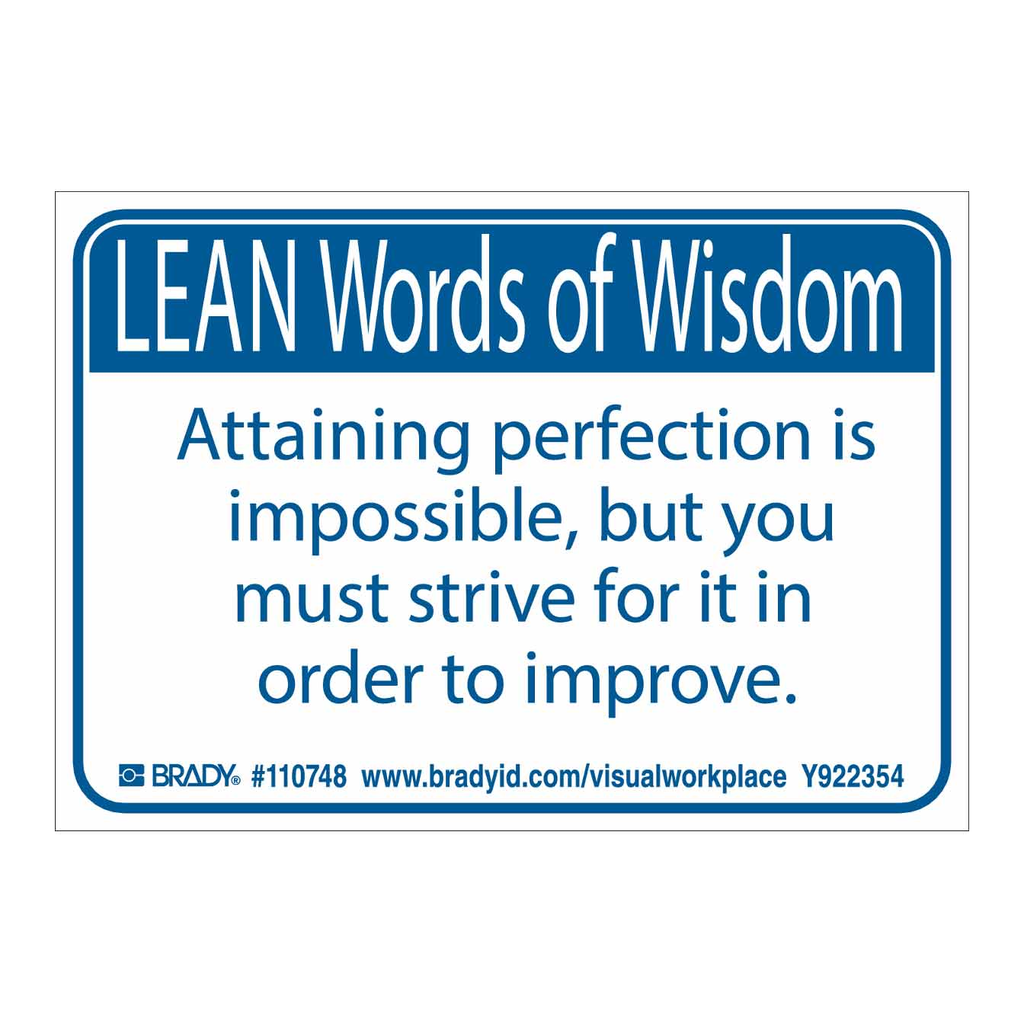 Brady LEAN Words of Wisdom ATTAINING PERFECTION IS IMPOSSIBLE, BUT YOU MUST STRIVE FOR IT IN… Labels