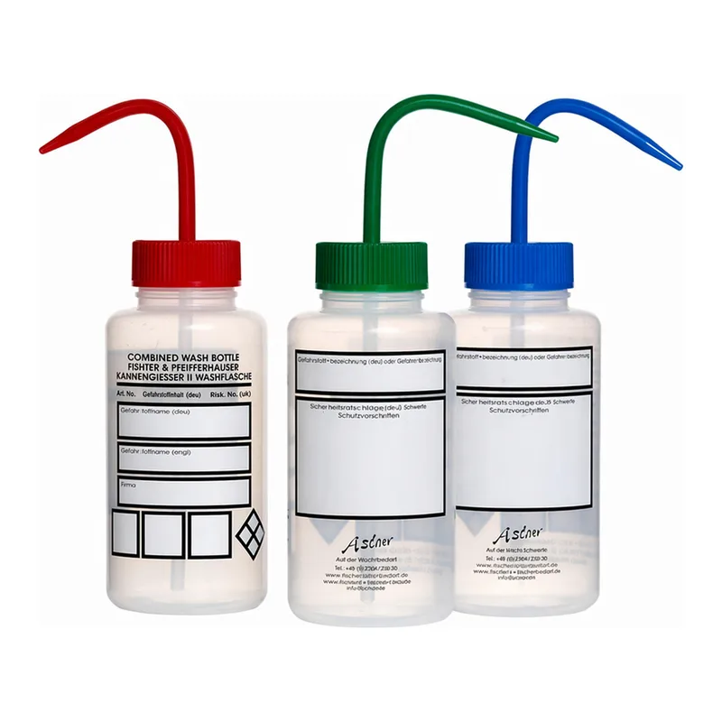 Merck Azlon DIY Safety Wash Bottles with Driplok vapor venting