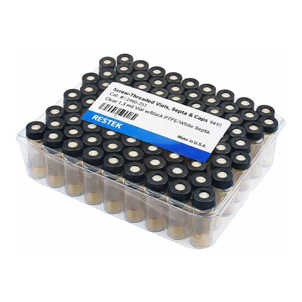Restek Vial, Threaded w/Septa, 2ml Ambr 8-425 w/Red PTFE/ Sil Septa 0.065in 1000 Pack