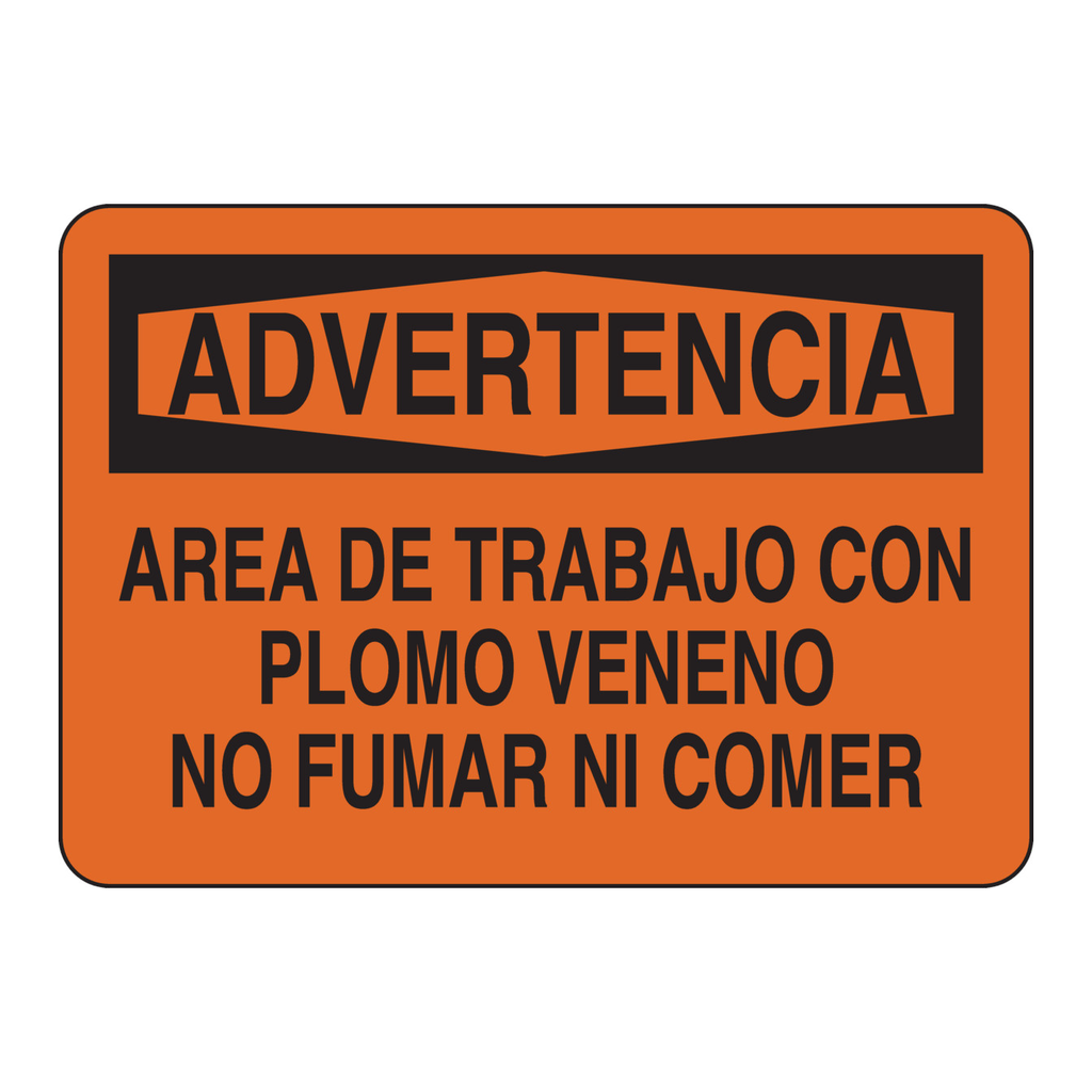 Brady ADVERTENCIA Area De Trabajo Con Plomo Veneno No Fumar Ni Comer Sign