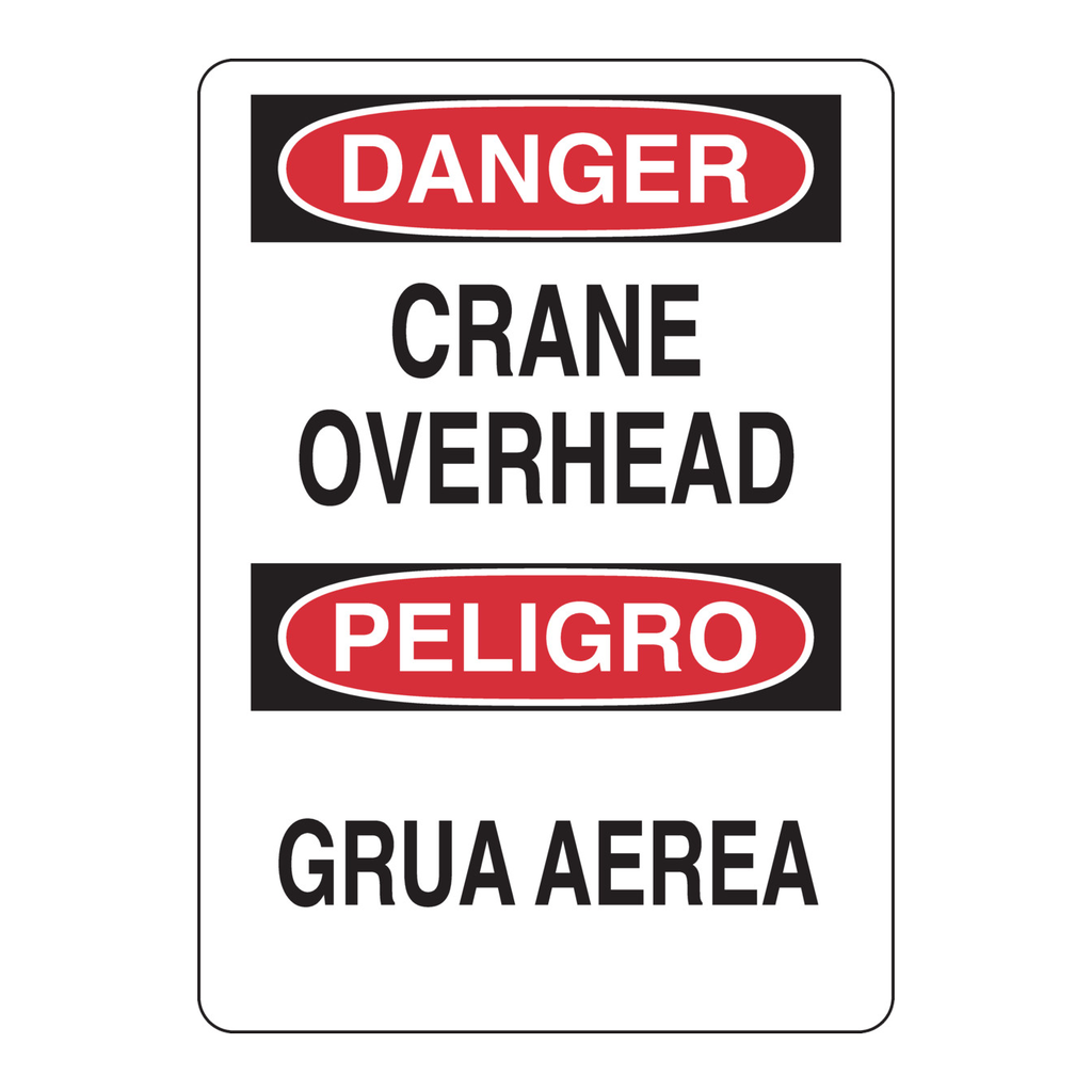 Brady Bilingual DANGER Crane Overhead Sign