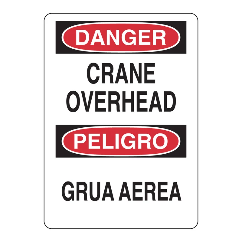 Brady Bilingual DANGER Crane Overhead Sign