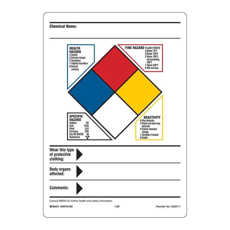 Brady NFPA Hazardous Chemical Sign
