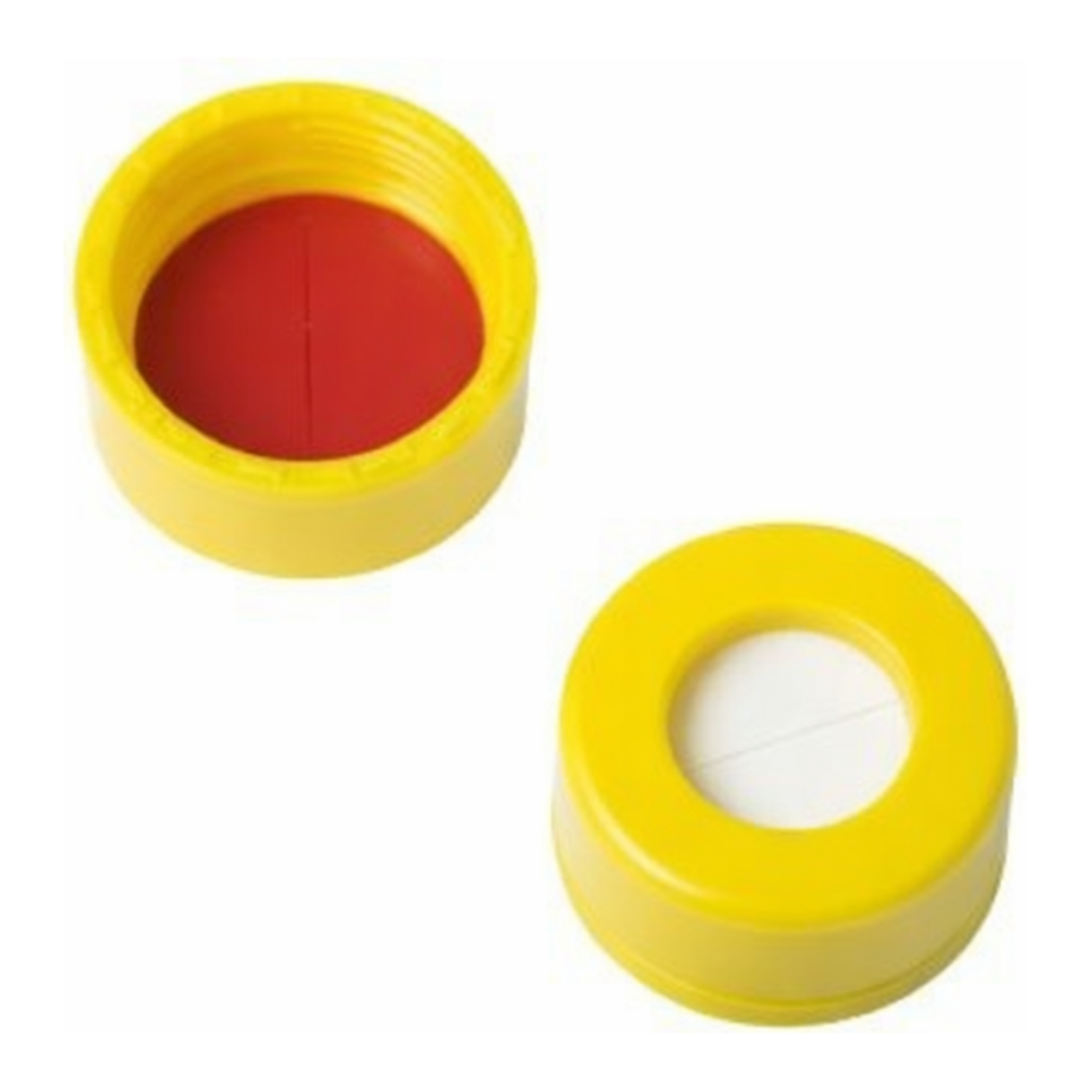 Restek Caps, Short Screw, 9mm, Yellow PTFE/Silicone w/Slit 1000-pk