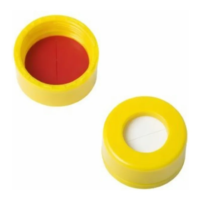 Restek Caps, Short Screw, 9mm, Yellow PTFE/Silicone w/Slit 1000-pk