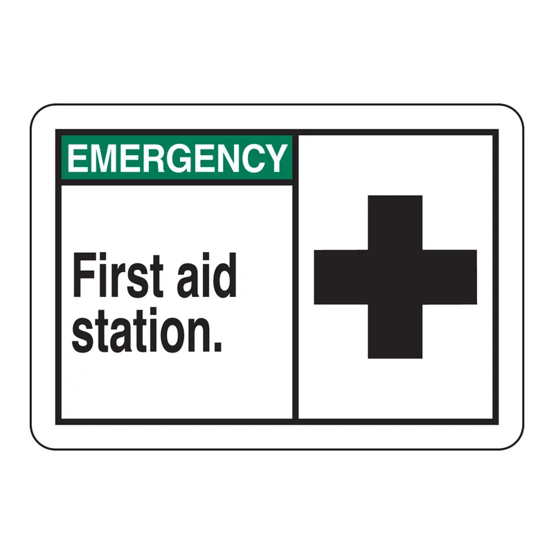 Brady EMERGENCY First Aid Station. Sign