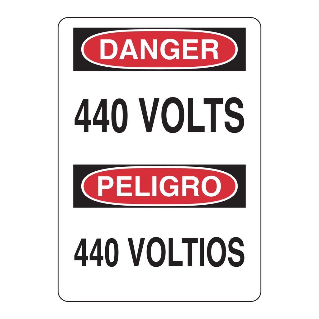 Brady Bilingual DANGER 440 Volts Sign