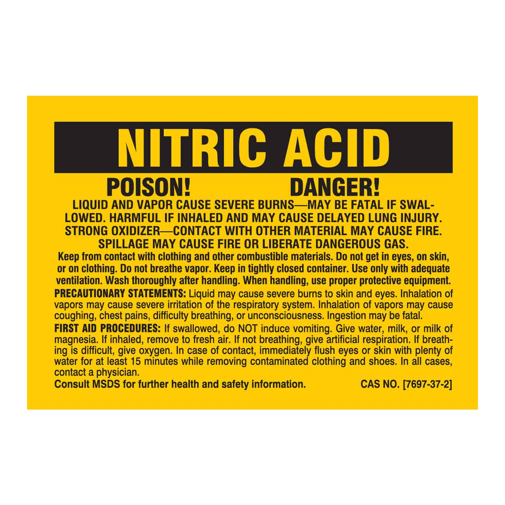 Brady Nitric Acid Poison Danger Labels