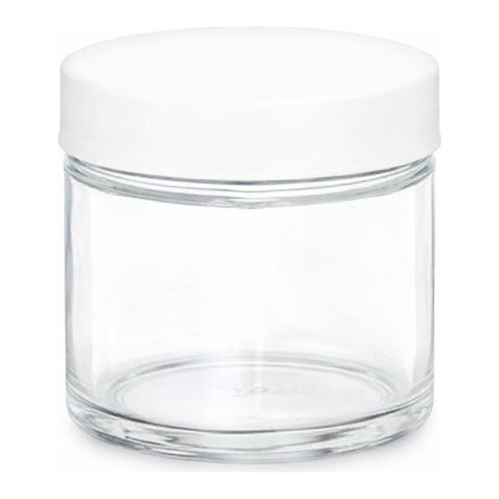 Thermo Fisher Scientific Clear Straight Sided Round Bottles with White Polypropylene Pulp/Vinyl Cap