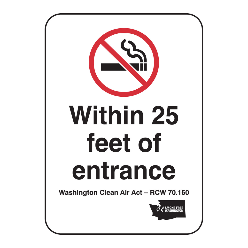 Brady Washington Clean Air Act No Smoking Sign