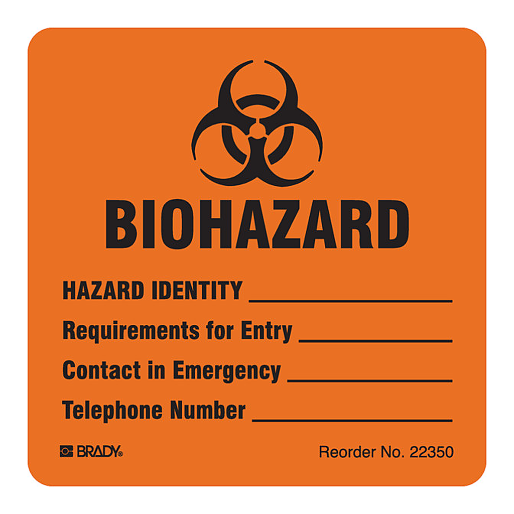 Brady Biohazard Hazard Identity Labels