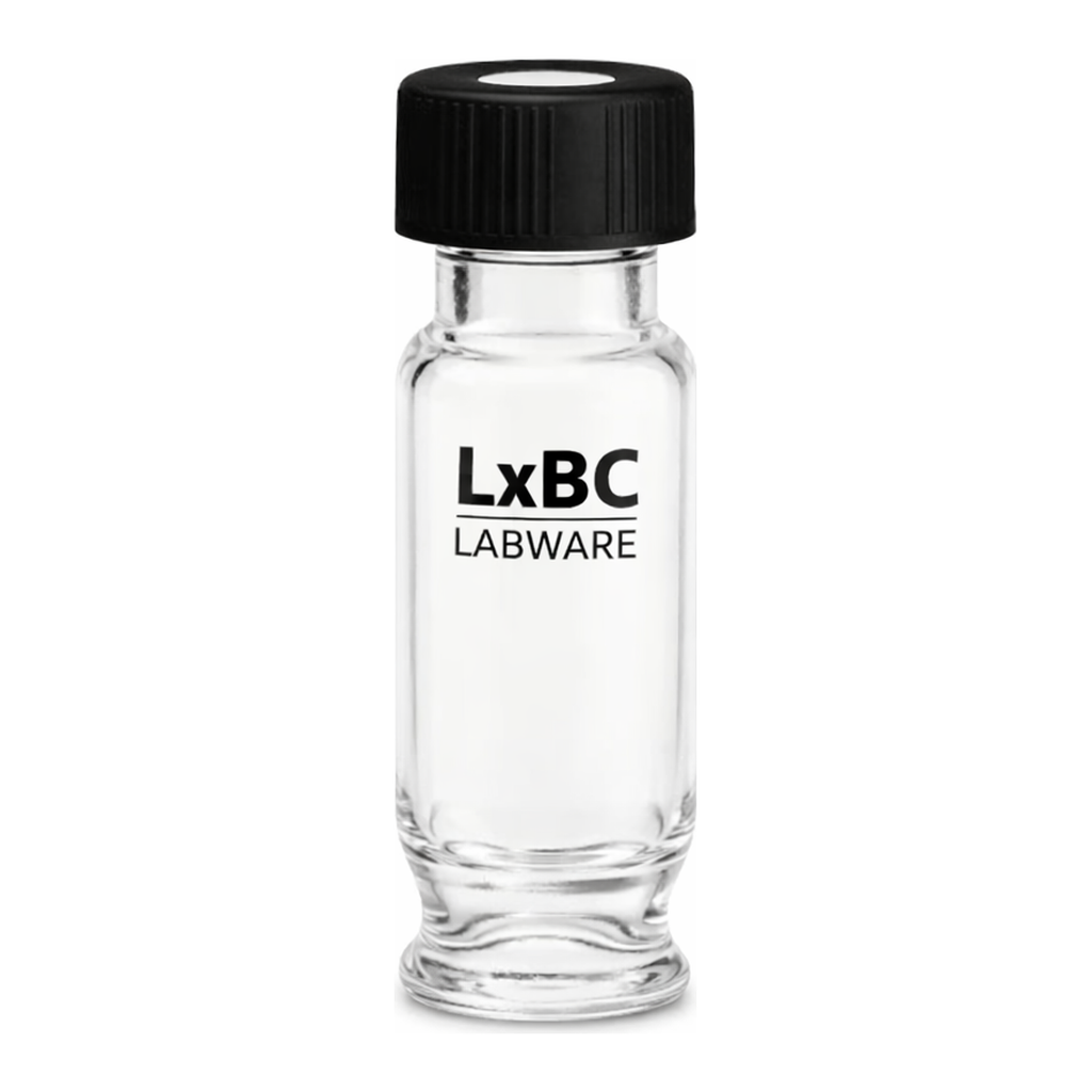 Waters LCGC Certified Clear Glass 12 x 32 mm Screw Neck Max Recovery Vial, with Cap and PTFE/Silicone Septum, 1.5 mL Volume, 100/pk