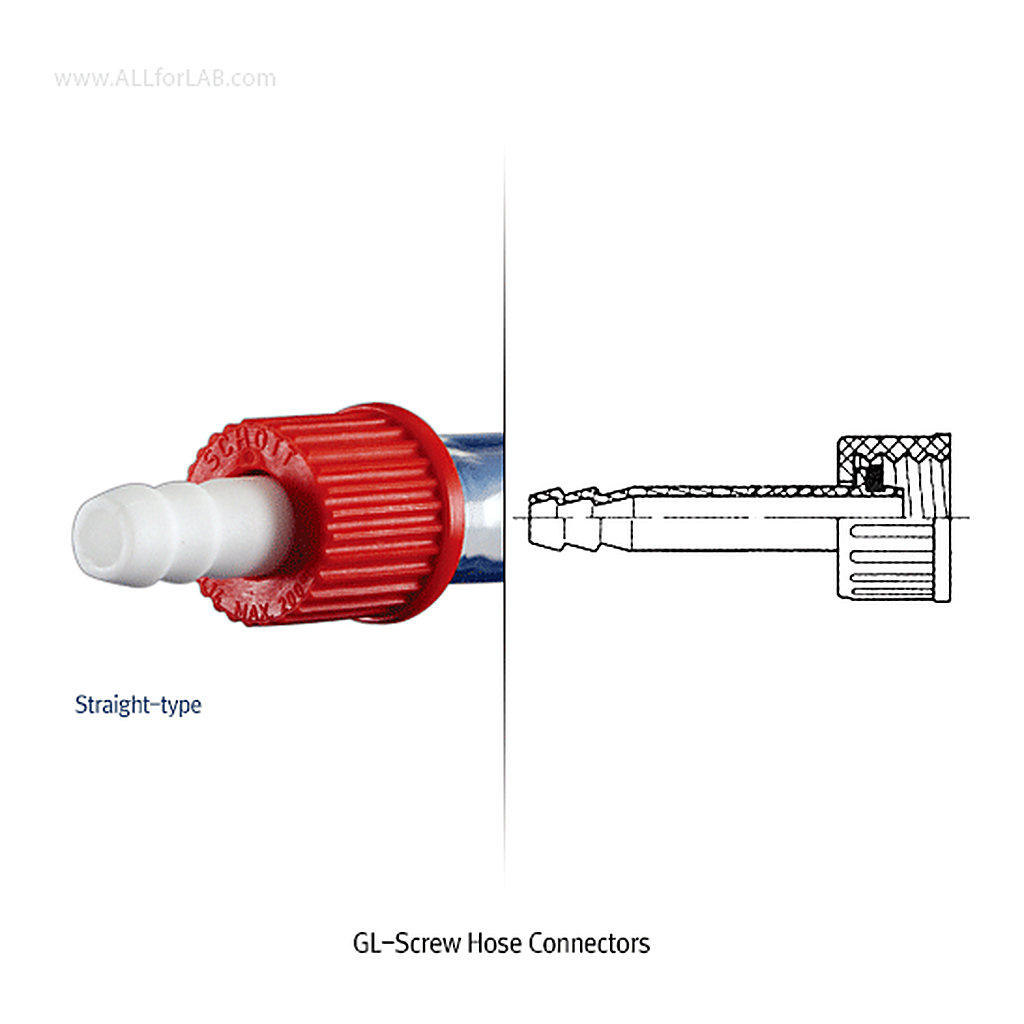 DURAN GL 1 4~32 Red PBT Screwcapped PP & PTFE Hose Connector KitFor GL14~32 Screw Thread