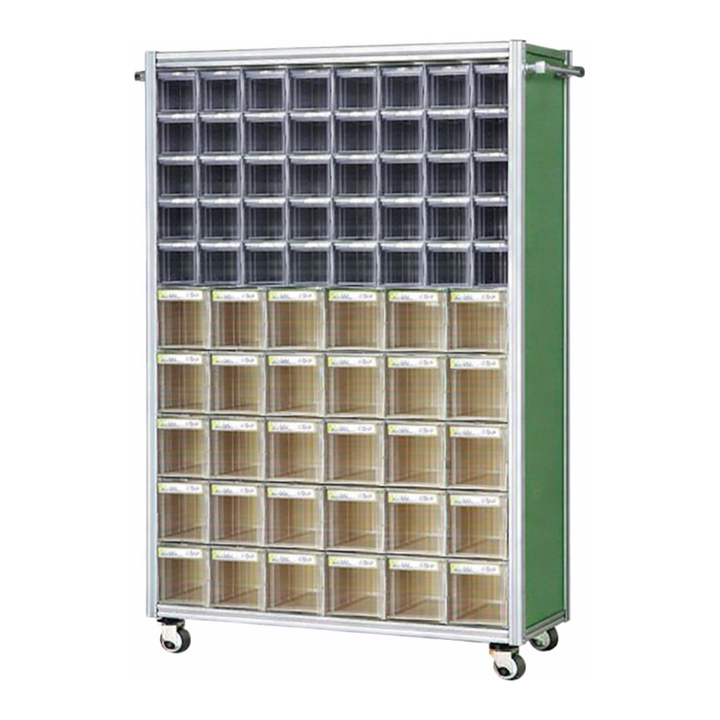 BRAIN Aluminum Profile Multiuse Divider CabinetWith Transparence Drawers & Caster