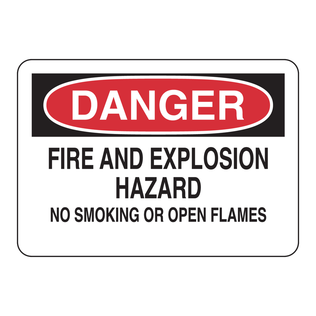 Brady DANGER Fire And Explosion Hazard No Smoking Or Open Flames Sign