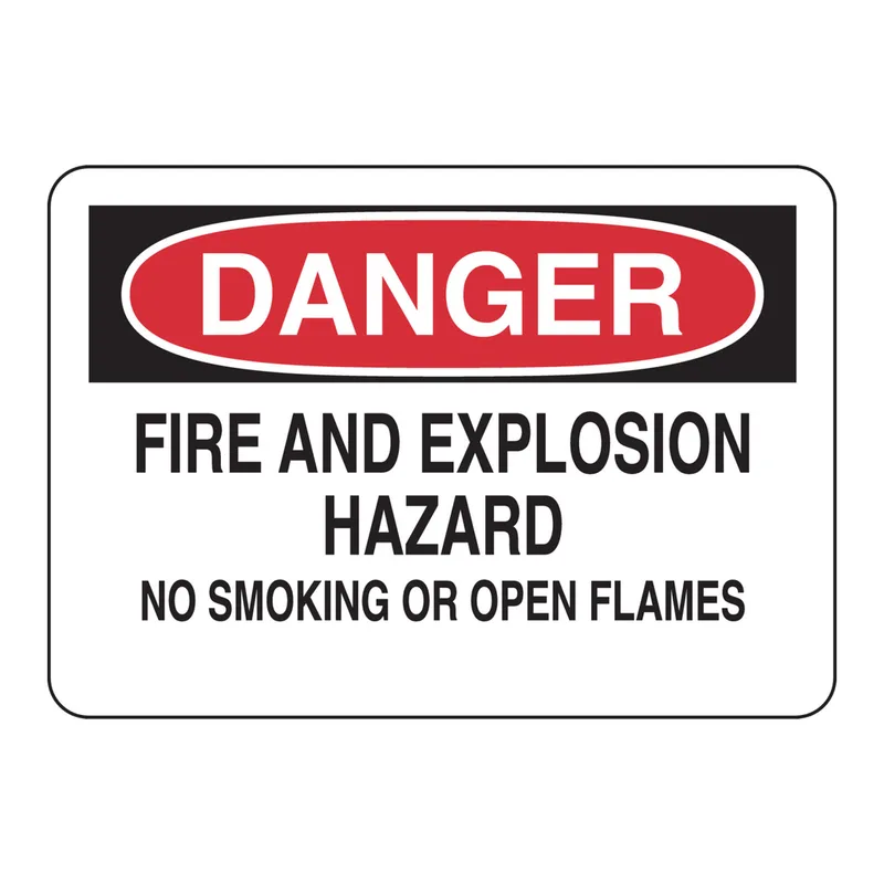 Brady DANGER Fire And Explosion Hazard No Smoking Or Open Flames Sign