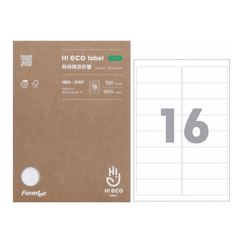 OFFICENEX 하이에코라벨(HEQ-3107/20매/16칸/폼텍)친환경 인증 상품