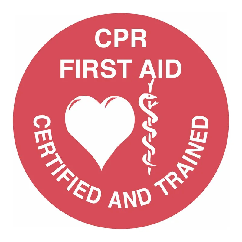 Brady CPR FIRST AID CERTIFIED AND TRAINED Hard Hat Labels