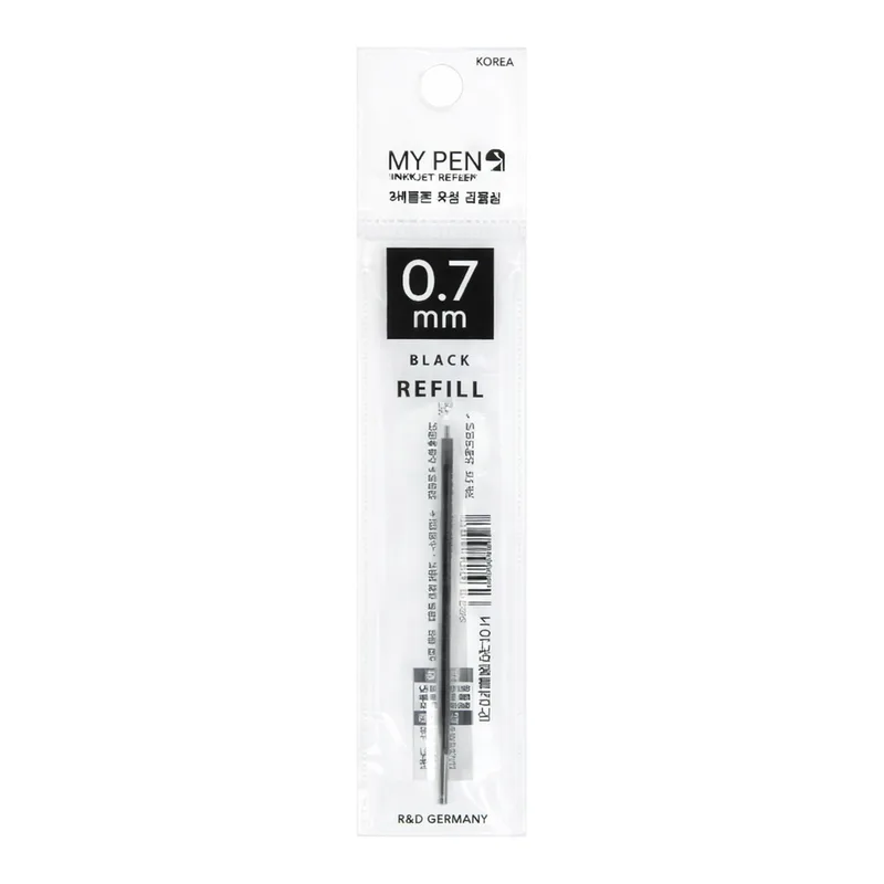 OFFICENEX 마이펜 세이프티클립 3색 볼펜 리필심 0.7mm 검정
