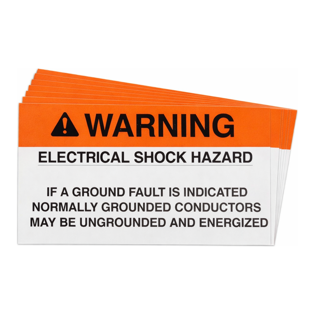 Brady Pre-Printed SOLAR GROUND FAULT Warning Labels