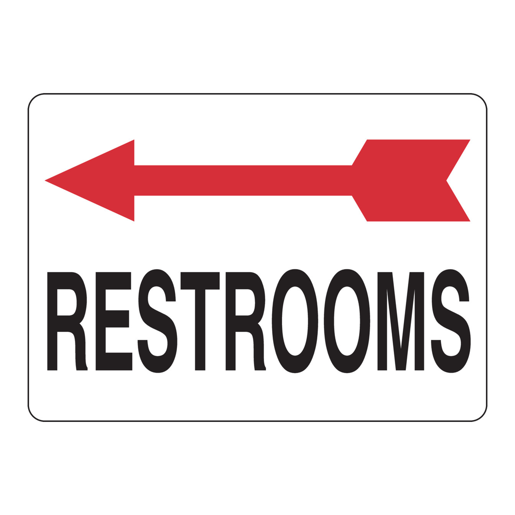 Brady Restrooms Left Arrow Sign