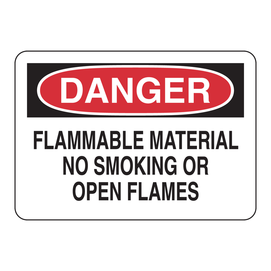 Brady DANGER Flammable Material No Smoking Or Open Flames Sign
