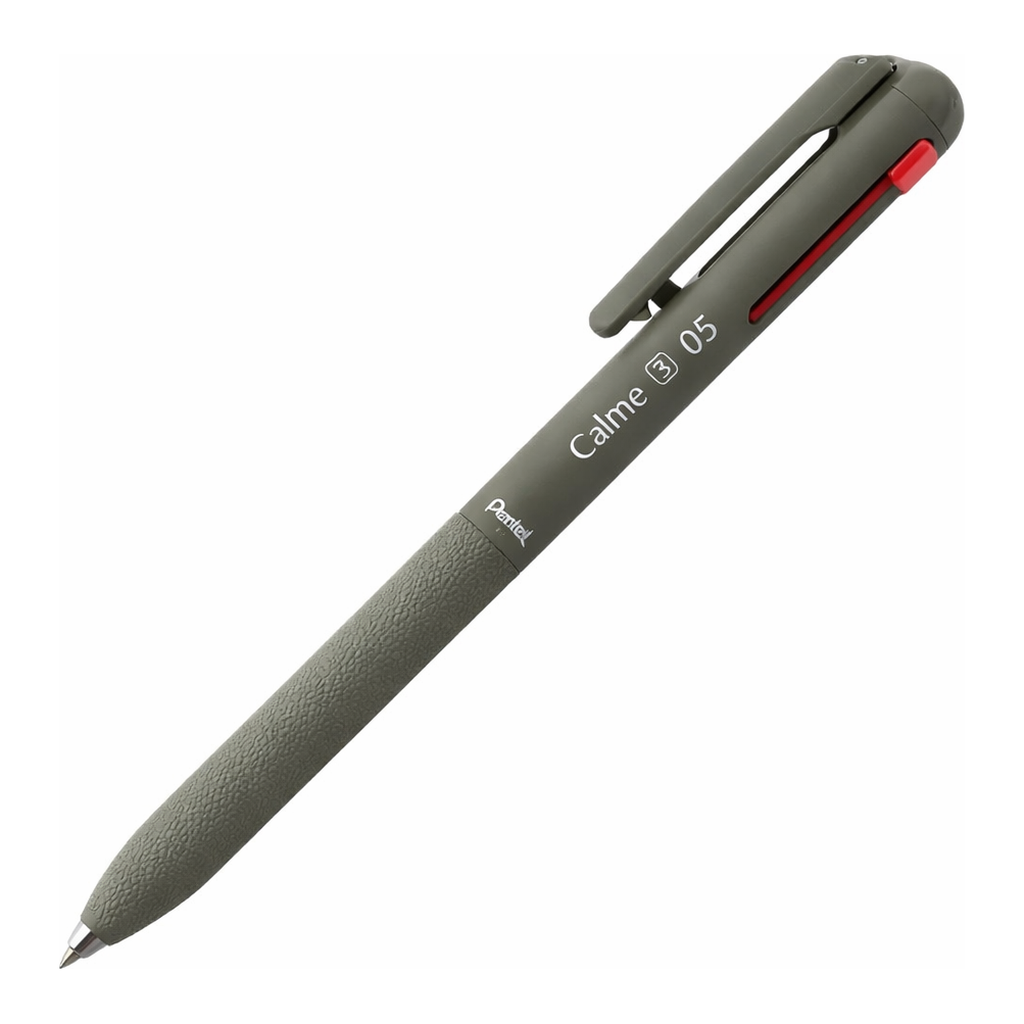 OFFICENEX 펜텔 카르므 3색 볼펜 0.5mm 카키(잉크:흑,청,적)