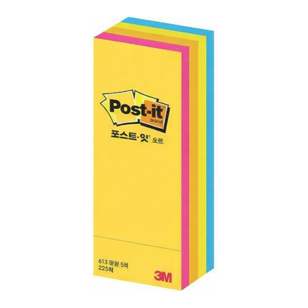 OFFICENEX 3M 포스트잇 CU-13 형광(45장/5색상,25x76mm)