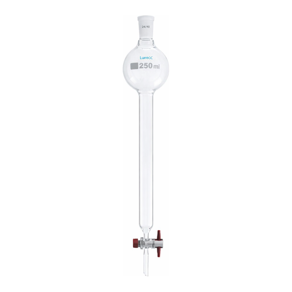 Chromatography Ball Column 크로마토그래피 컬럼, PTFE 콕크, LukeGL