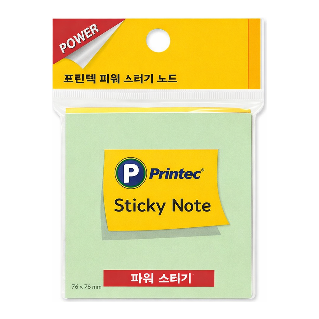 OFFICENEX 프린텍 S7676G 파워 스티키노트 연두 76x76mm 100매