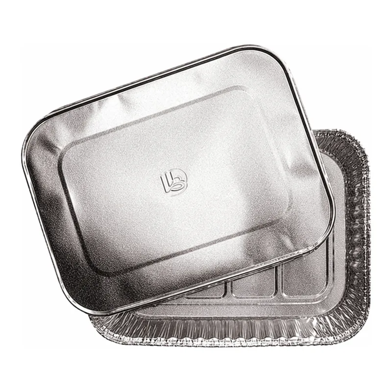 Daihan Science Lotte Disposable Rectangular Aluminum Container with Lid<br>Good for Foodstuffs
