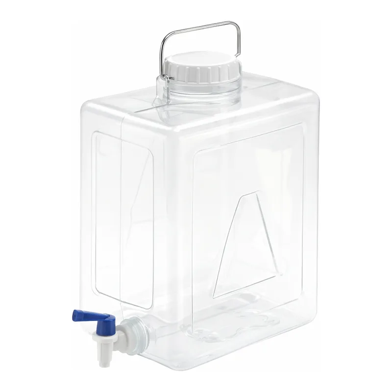AS ONE Rectangular Carboy with Spigot PC, 투명 각형 하구병(PC)