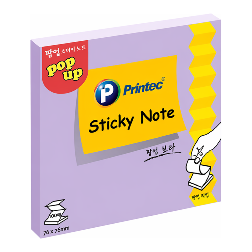 OFFICENEX 프린텍 P7676V 스티키노트 팝업리필 보라 76*76 100매